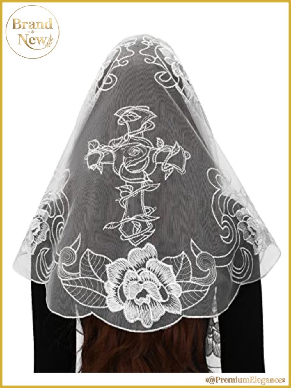 Cross Spanish Lace Catholic Mantilla Chapel Veil for Women